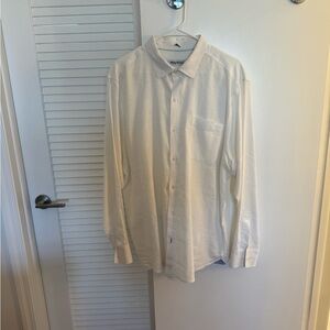Men's White Linen Button-Up Shirt